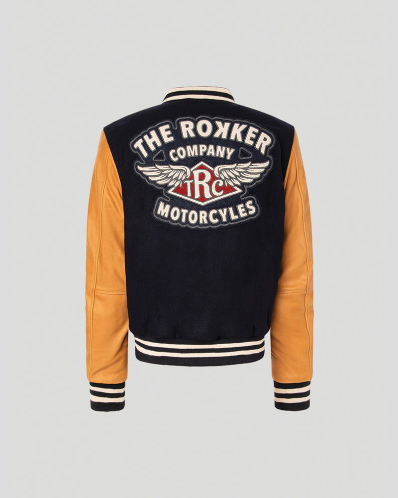 College Jacket-Navy/Brown